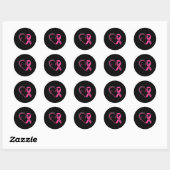 Borstkanker Bewustmaking Hartroze lintondersteunin Ronde Sticker (Vel)