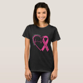 Borstkanker Bewustmaking Hartroze lintondersteunin T-shirt (Voorkant volledig)