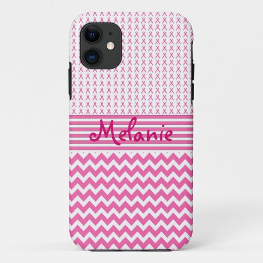 Borstkanker Bewustmaking iPhone Monogram Roze Case-Mate iPhone Case (Achterkant)