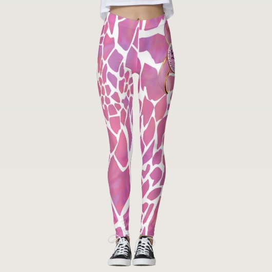 Borstkanker Bewustmaking Kop dicht en loop Leggings (Voorkant)