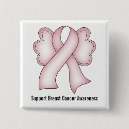Borstkanker Bewustmaking (lichtroze met vleugels) Vierkante Button 5,1 Cm