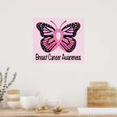 Borstkanker Bewustmaking met butterfly-lint Poster (Keuken)