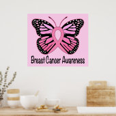 Borstkanker Bewustmaking met butterfly-lint Poster (Keuken)