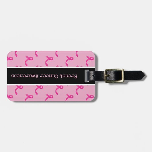 Borstkanker Bewustmaking met roze lint  Bagagelabel (Voorkant horizontaal)