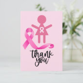 Borstkanker Bewustmaking met roze lint Bedankkaart (Staand voorkant)
