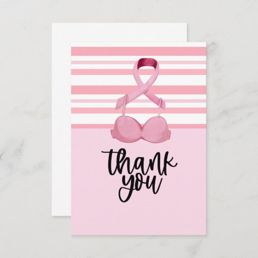 Borstkanker Bewustmaking met roze lint Bedankkaart (Voorkant / Achterkant)