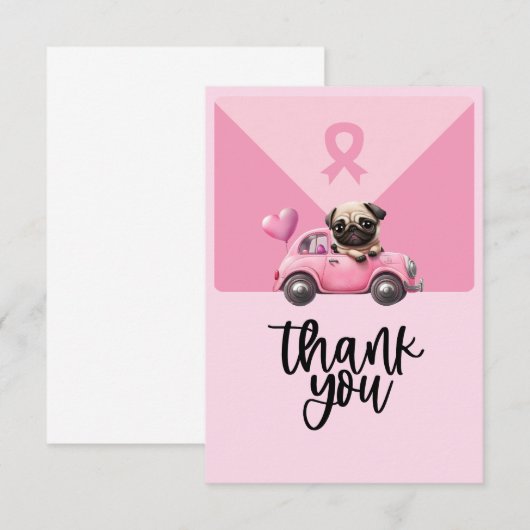 Borstkanker Bewustmaking met roze lint Bedankkaart (Voorkant / Achterkant)