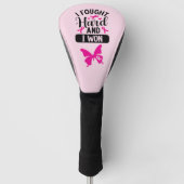 Borstkanker Bewustmaking met roze lint-Butterfly Golfheadcover (Voorkant)