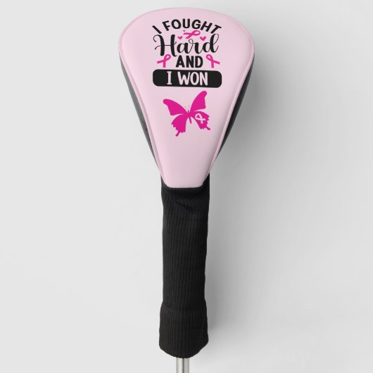 Borstkanker Bewustmaking met roze lint-Butterfly Golfheadcover (Voorkant)