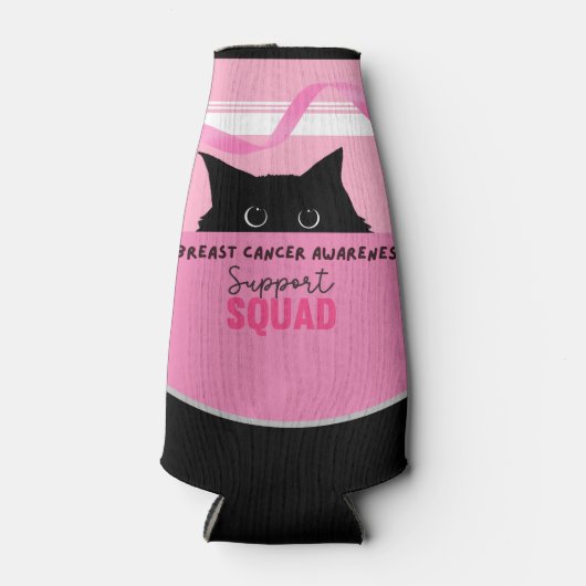 Borstkanker Bewustmaking met roze lint Flesjeskoeler (Voorkant)