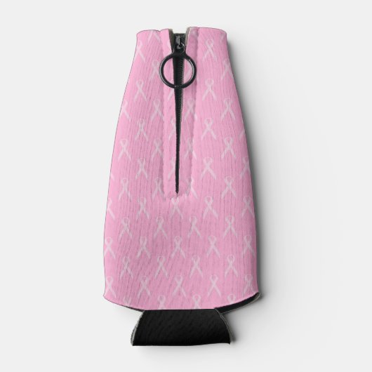 Borstkanker Bewustmaking met roze lint Flesjeskoeler (Achterkant)