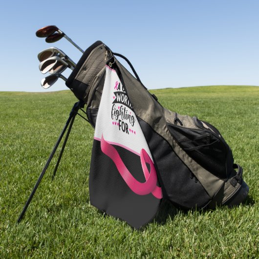Borstkanker Bewustmaking met roze lint  Golfhanddoek (Groen)