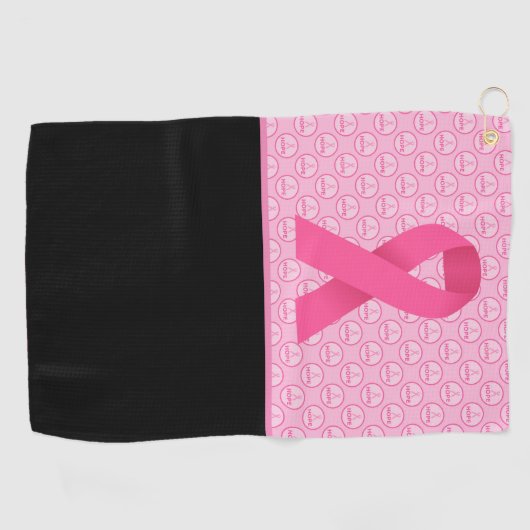 Borstkanker Bewustmaking met roze lint Golfhanddoek (Horizontaal)