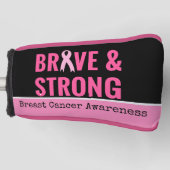 Borstkanker Bewustmaking met roze lint Golfheadcover (Voorkant)