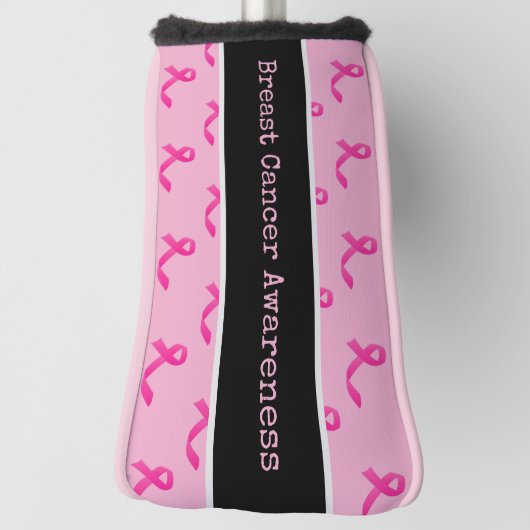 Borstkanker Bewustmaking met roze lint Golfheadcover (Draai 90)