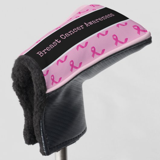 Borstkanker Bewustmaking met roze lint Golfheadcover (3/4 voorkant)