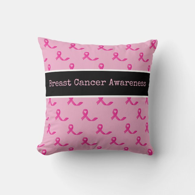 Borstkanker Bewustmaking met roze lint Kussen (Voorkant)