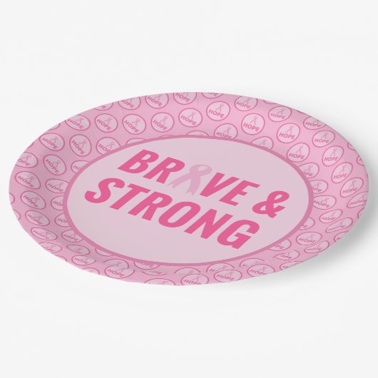 Borstkanker Bewustmaking met roze lint Papieren Bordje (Gekanteld)