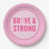 Borstkanker Bewustmaking met roze lint Papieren Bordje (Voorkant)