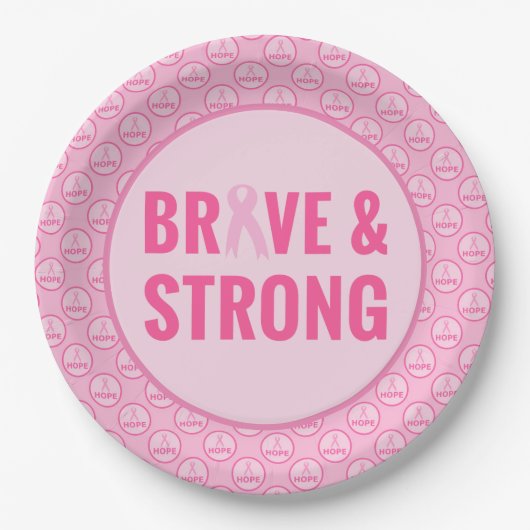 Borstkanker Bewustmaking met roze lint Papieren Bordje (Voorkant)