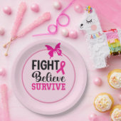 Borstkanker Bewustmaking met roze lint Papieren Bordje (Feest)