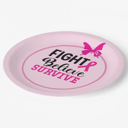 Borstkanker Bewustmaking met roze lint Papieren Bordje (Gekanteld)