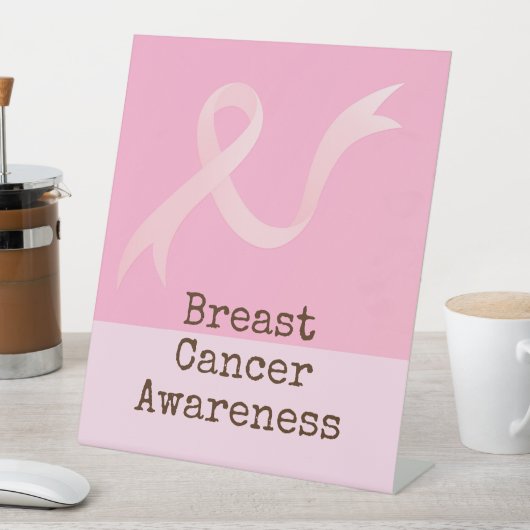Borstkanker Bewustmaking met roze lint Reclamebord Met Voetstuk (Insitu)