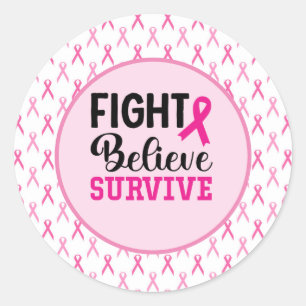 Borstkanker Bewustmaking met roze lint Ronde Sticker