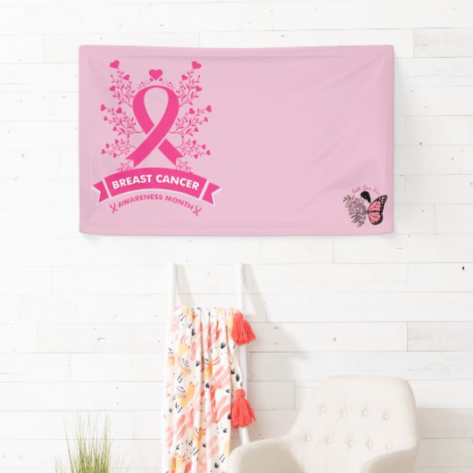 Borstkanker Bewustmaking met roze lint Spandoek (Insitu)