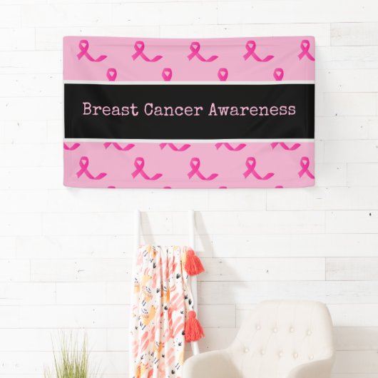 Borstkanker Bewustmaking met roze lint   Spandoek (Insitu)