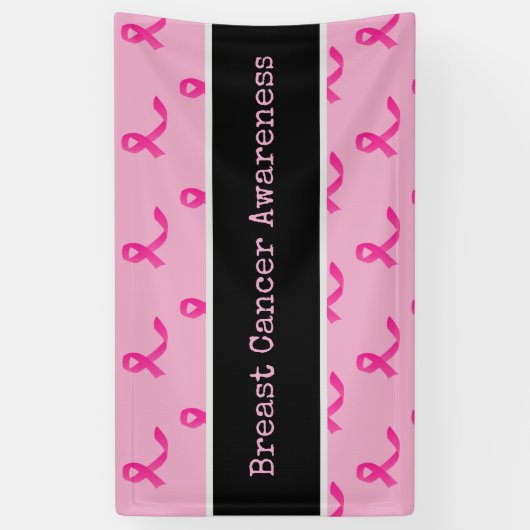 Borstkanker Bewustmaking met roze lint   Spandoek (Verticaal)