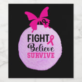 Borstkanker Bewustmaking met roze lint Wijn Etiket (Enkel label)