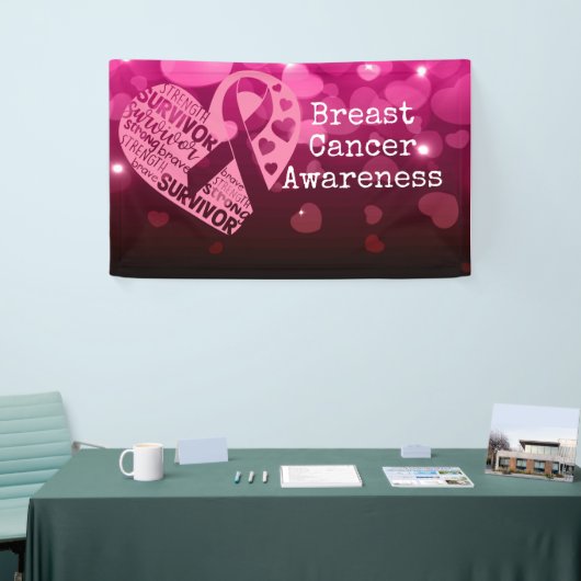 Borstkanker Bewustmaking met roze lintbanner Spandoek (Beurs)