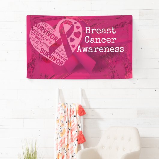 Borstkanker Bewustmaking met roze lintbanner Spandoek (Insitu)