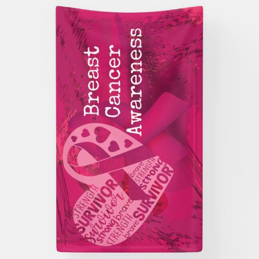 Borstkanker Bewustmaking met roze lintbanner Spandoek (Verticaal)