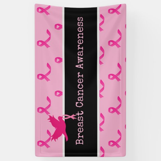 Borstkanker Bewustmaking met roze lintbanner Spandoek (Verticaal)