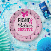 Borstkanker Bewustmaking met roze vrouwelijke golf Papieren Bordje (Feest)