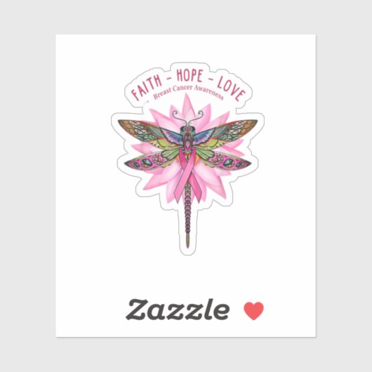 Borstkanker Bewustmaking Native Dragonfly Faith Ho Sticker (Vel)