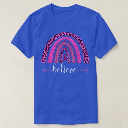 Borstkanker Bewustmaking Rainbow geloven grafisch T-shirt (Design voorkant)