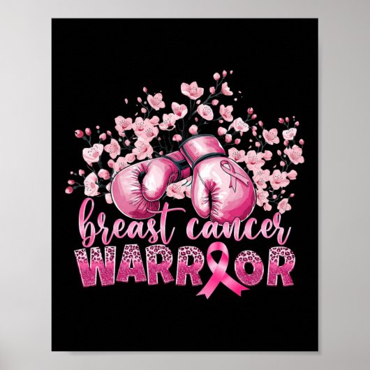 Borstkanker Bewustmaking Roze boxinghandschoenen W Poster (Voorkant)