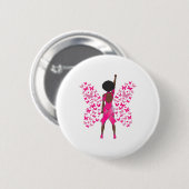 Borstkanker Bewustmaking Roze Butterflies Afrikaan Ronde Button 5,7 Cm (Voorkant /achterkant)