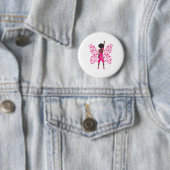 Borstkanker Bewustmaking Roze Butterflies Afrikaan Ronde Button 5,7 Cm (In situ)