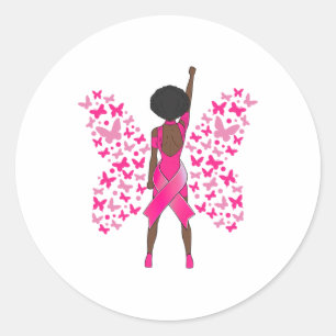 Borstkanker Bewustmaking Roze Butterflies Afrikaan Ronde Sticker