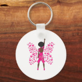 Borstkanker Bewustmaking Roze Butterflies Afrikaan Sleutelhanger (Voorkant)
