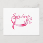 Borstkanker Bewustmaking Roze Butterflies Ribbon Aankondigingskaart (Voorkant)