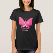 Borstkanker Bewustmaking Roze Butterfly Ribbon T-shirt (Voorkant)