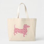 Borstkanker Bewustmaking Roze Dachshund Grote Tote Bag (Voorkant)