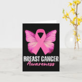 Borstkanker Bewustmaking Roze lint Butterfly Kaart (Gele Bloem)