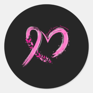 Borstkanker - Bewustmaking Roze lint Butterfly Sup Ronde Sticker