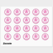 Borstkanker Bewustmaking Roze lint & hart Ronde Sticker (Vel)